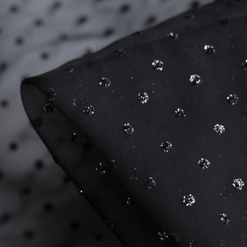 Glitter Nero Flock Spot Chiffon