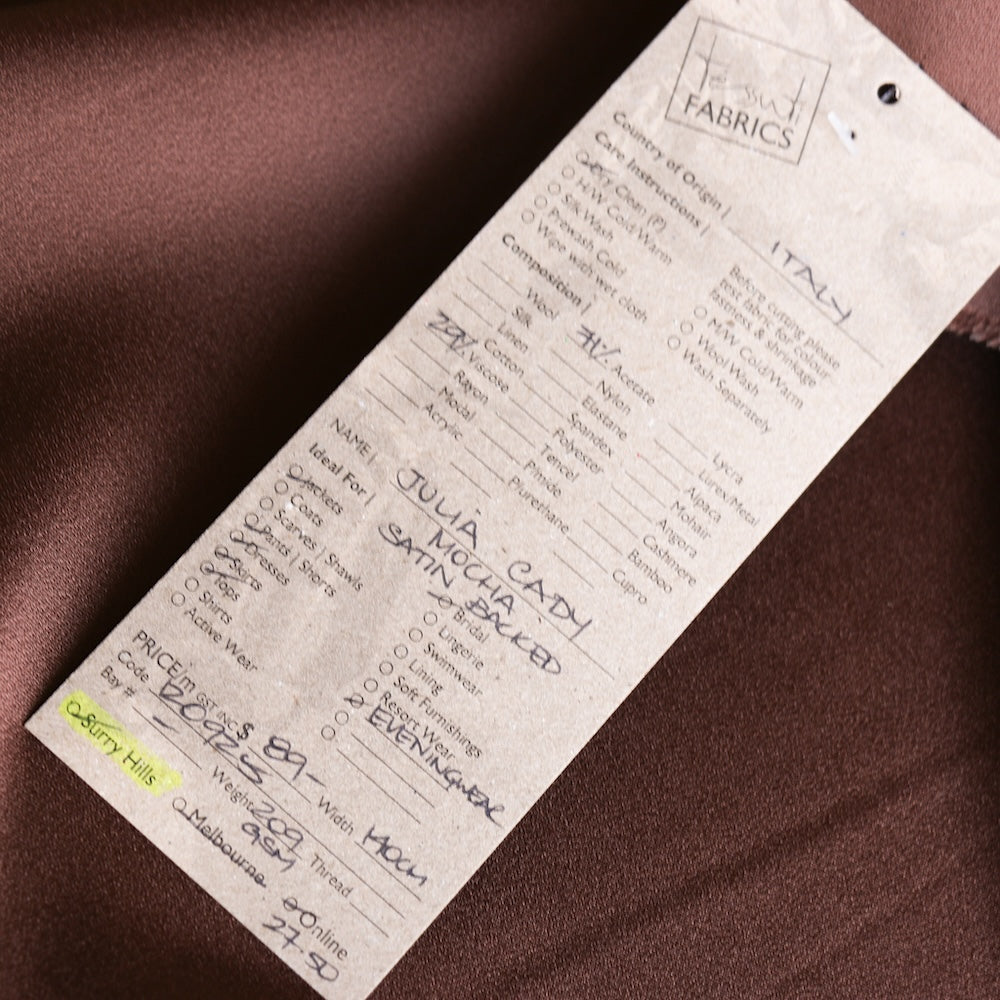 Julia Cady Mocha Satin-Backed Crepe