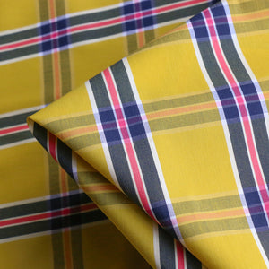 Mattea Check Yellow/Navy Stretch Cotton Shirting