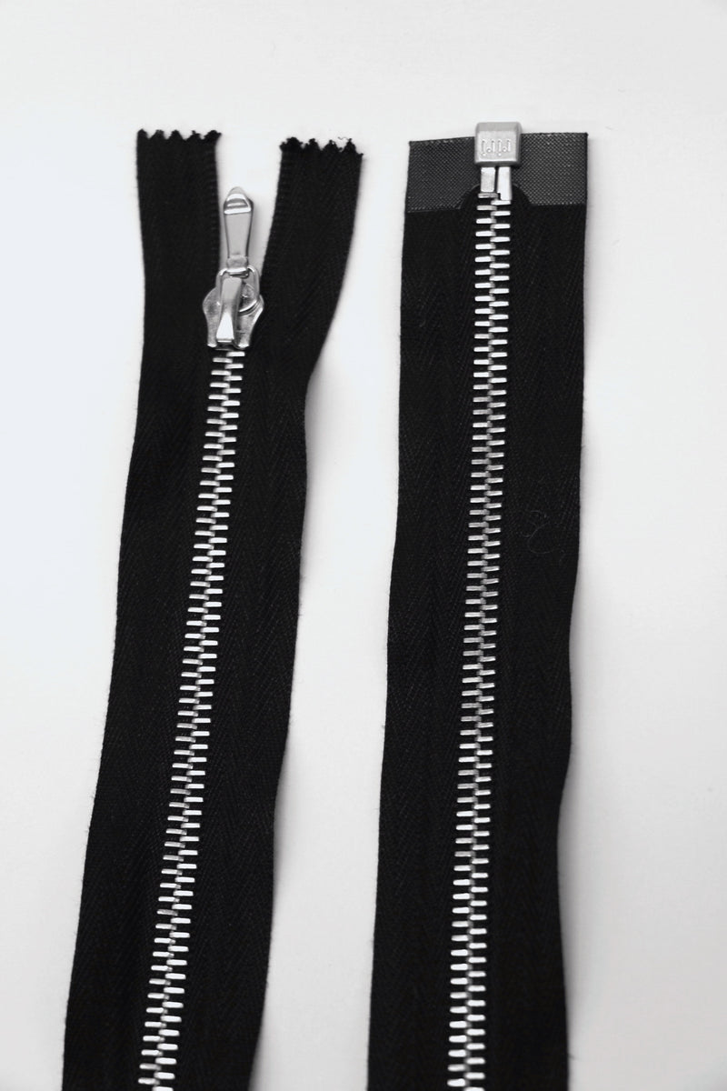 Riri Riri 75cm Open End Metal Zip - Black/Titanium Teeth
