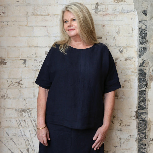 Bedford Midnight Navy Washed Linen