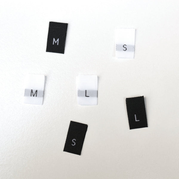 Size Woven Labels - 12 labels (White - XXS, XS, S, M, L, XL)