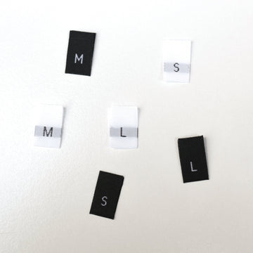 Size Woven Labels - 12 labels (White - XXS, XS, S, M, L, XL)