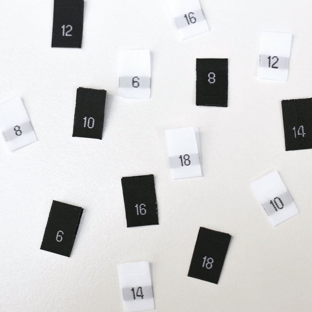 Size Woven Labels - 12 labels (Black)