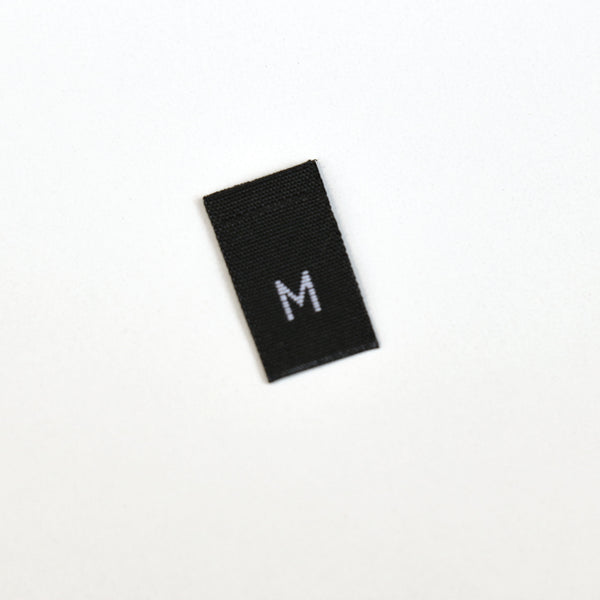 Size Woven Labels - 12 labels (Black - XXS,XS,S, M,L, XL)