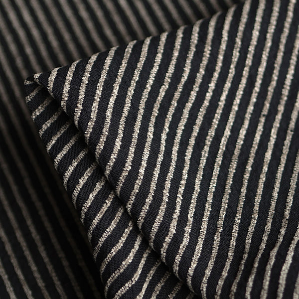 Remnant of Pistoia Stripe Black Linen/Rayon