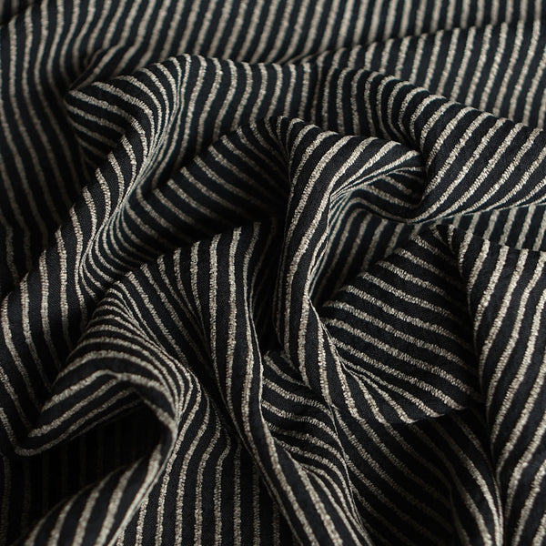 Remnant of Pistoia Stripe Black Linen/Rayon
