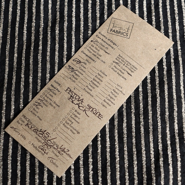 Remnant of Pistoia Stripe Black Linen/Rayon