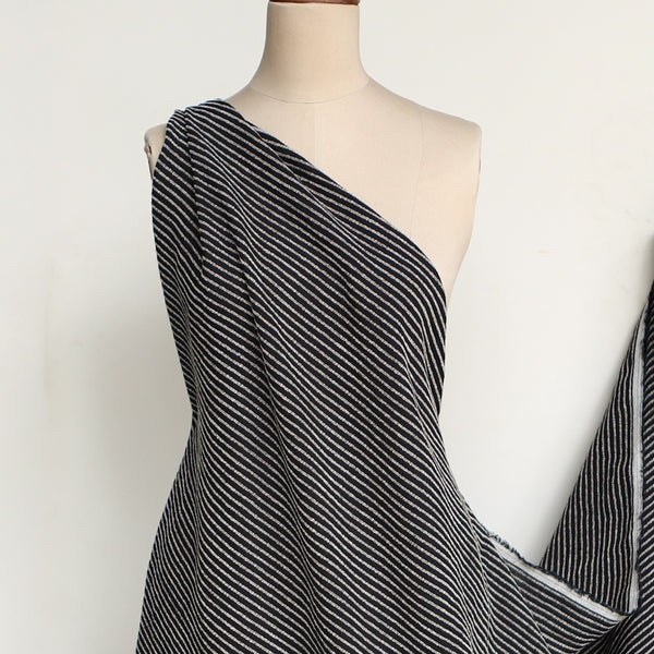 Remnant of Pistoia Stripe Black Linen/Rayon