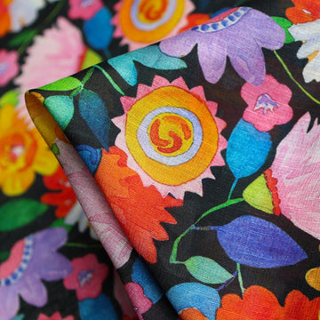 Night Buds Textured Linen/Silk Voile