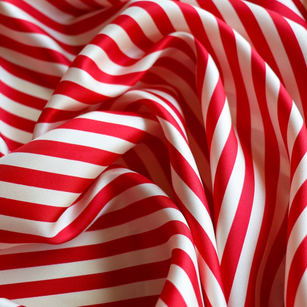 Deauville Stripe Red/Vanilla - Silk Twill