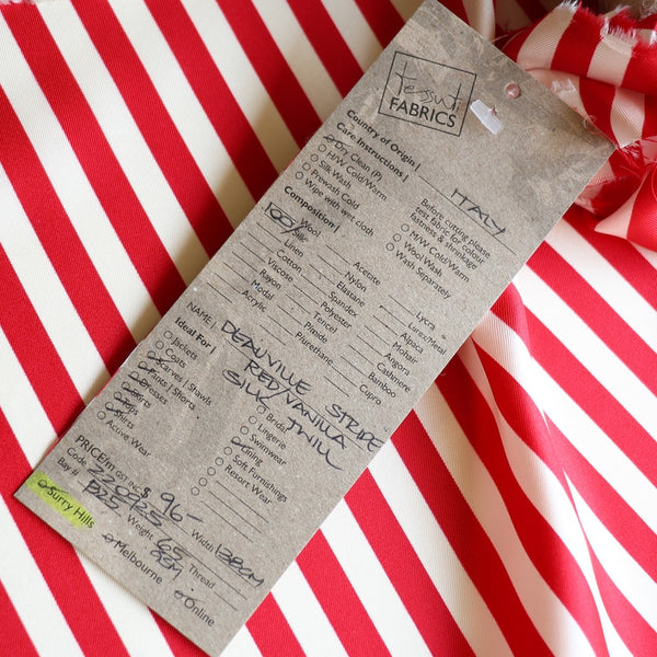 Deauville Stripe Red/Vanilla - Silk Twill