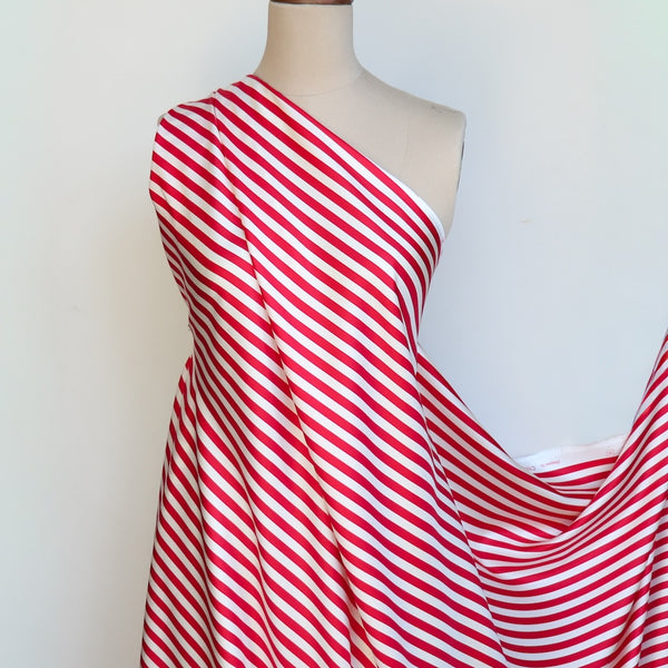 Deauville Stripe Red/Vanilla - Silk Twill