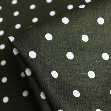 Lola Olive Spot - Printed Linen