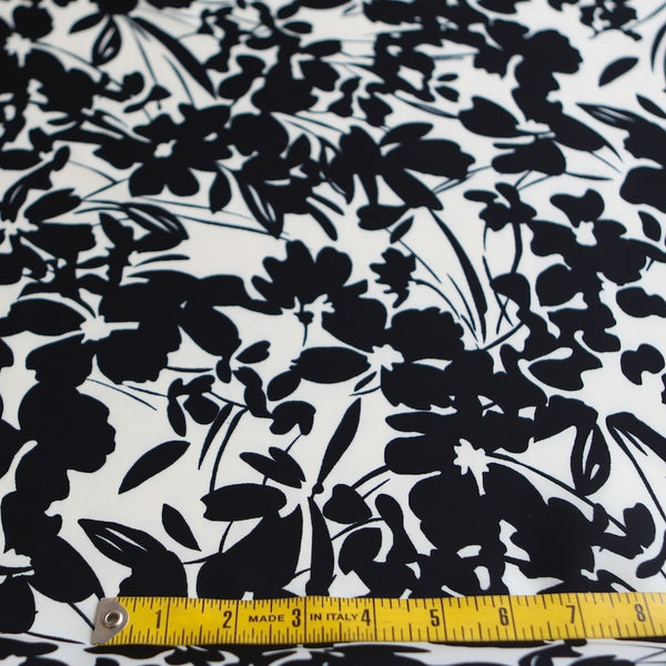 Onyx Floral Stretch Technical Polyester