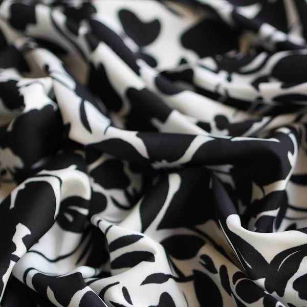 Onyx Floral Stretch Technical Polyester