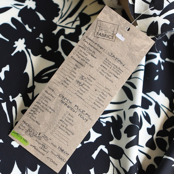 Onyx Floral Stretch Technical Polyester