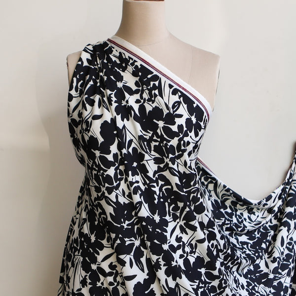 Onyx Floral Stretch Technical Polyester