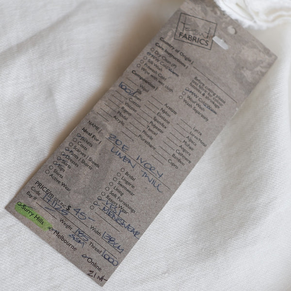 Zoe Ivory Linen Twill