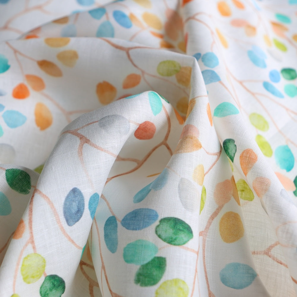 Leaf Motif Printed Linen