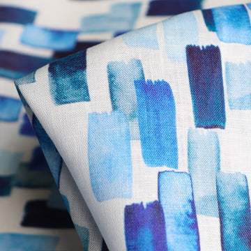 Last Chance of Strokes Of Blue Printed Linen