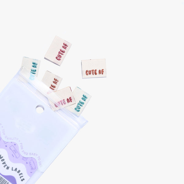 KATM Woven Side Labels - "CUTE AF" - woven sewing labels 6 Pack