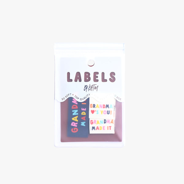 KATM Woven Labels - "Grandma Made It - Grandma Loves You" - woven sewing labels 6 Pack