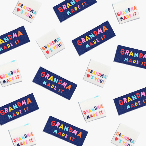 KATM Woven Labels - "Grandma Made It - Grandma Loves You" - woven sewing labels 6 Pack