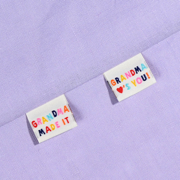 KATM Woven Labels - "Grandma Made It - Grandma Loves You" - woven sewing labels 6 Pack