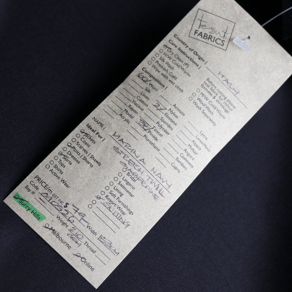 Marina Navy Stretch Twill Gaberdine