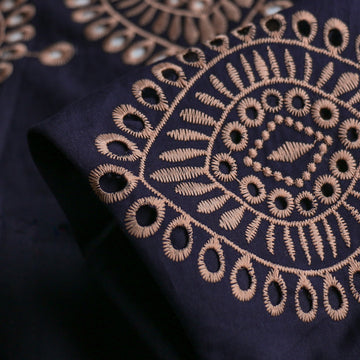 Tropea Navy Camel Embroidered Border