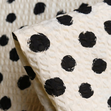 Polka Dot Ecru Seersucker