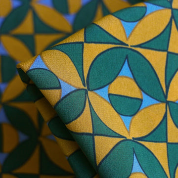 Mosaic Verde Silk Crepe De Chine