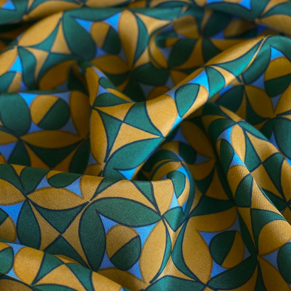 Last Chance of Mosaic Verde Silk Crepe De Chine