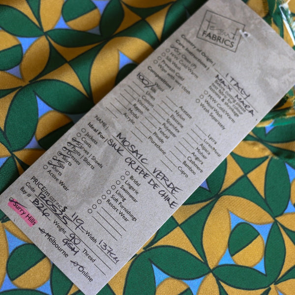 Last Chance of Mosaic Verde Silk Crepe De Chine