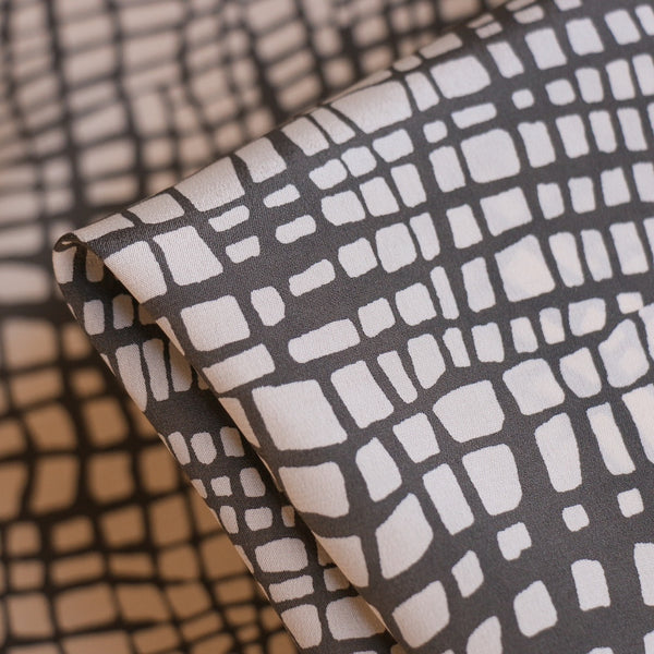 Neve Grid Silk Crepe De Chine
