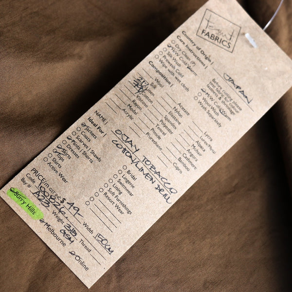 Ojay Tobacco Cotton/Linen Drill
