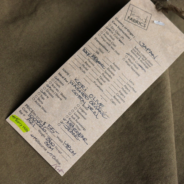 Kori Olive - Washed Organic Cotton Drill