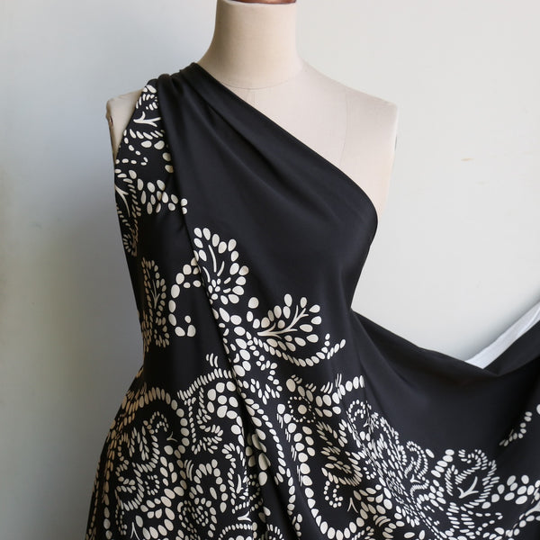 Remnant of Albero Spot Black Silk Crepe De Chine
