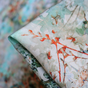 Jardin Teal Silk Crepe De Chine