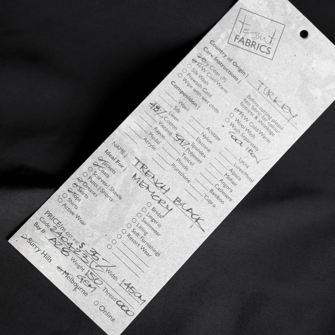 Trench Black Memory Cloth