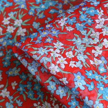 Sea Blossom Red - Liberty Fabrics - Chloe Cotton Chiffon