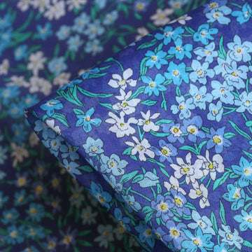 Sea Blossom Blue - Liberty Fabrics - Chloe Cotton Chiffon