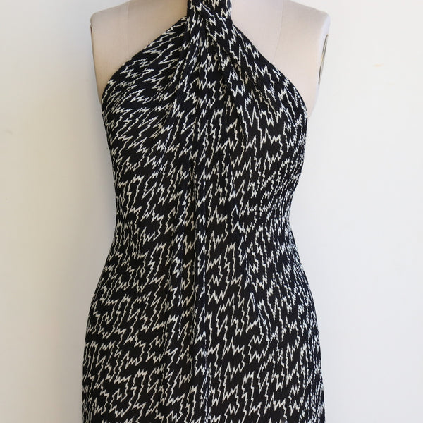 Plisse Bowie - Black/Ivory Georgette