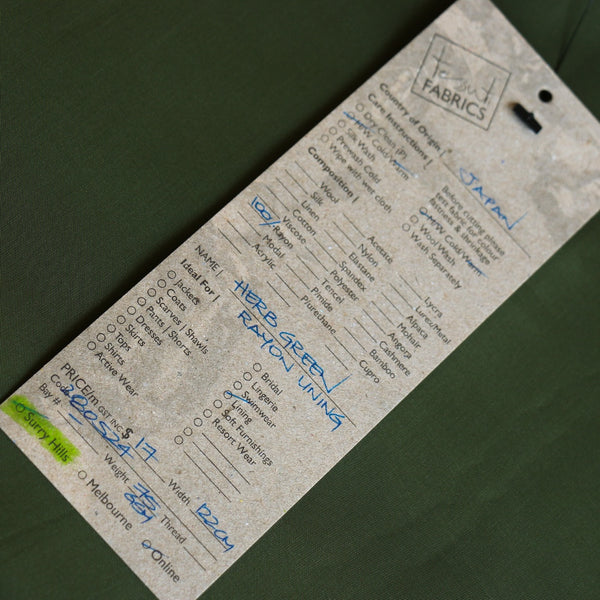 Herb Green Rayon Lining (120cm wide)