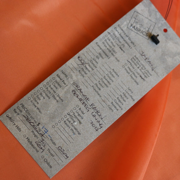 Orange Rayon Lining (120cm wide)