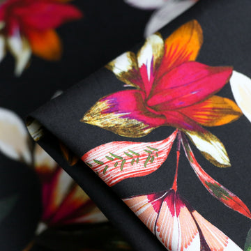Black Magnolia Stretch Cotton