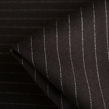 Dolce Striped Wool Suiting - Chocolate Pinstripe