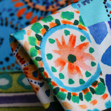 Spello Mosaic Aqua Viscose Jersey