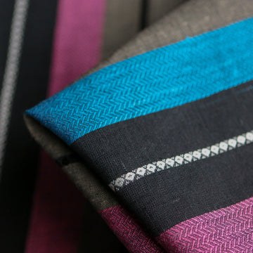 Ravello Stripe on Black Linen